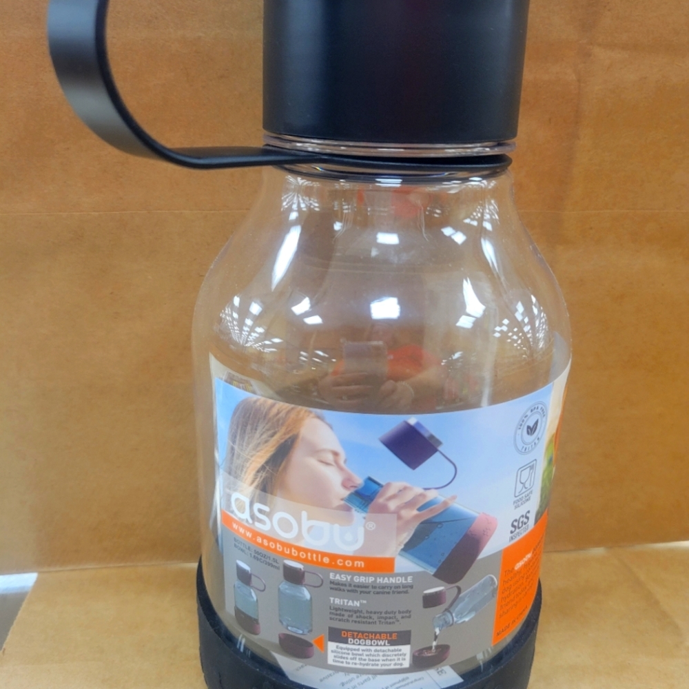 Large water bottle with detachable bowl for your dog 50oz. (1.5 liter) Charcoal